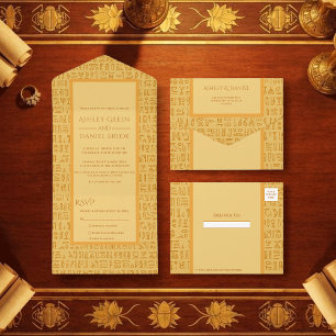 Todo En Uno Motivos Jeroglíficos del Antiguo Egipto Invitación