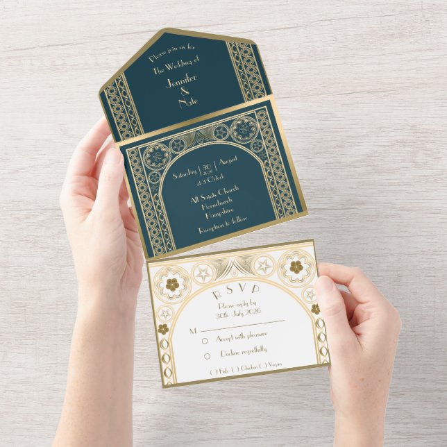 Todo En Uno Oro Ornate - Invitación de boda (desgarro)