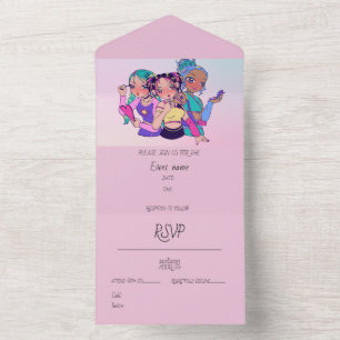 Todo En Uno Personalizable DE INVITACIÓN DE EVENTOS DE CHICAS