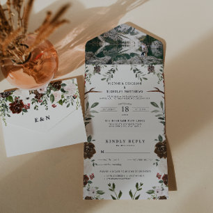 Todo En Uno Rústico Boho floral Invitación a una boda