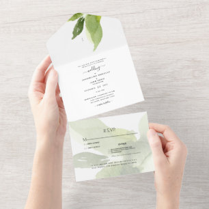 Todo En Uno Toques de follaje de primavera Invitación de boda