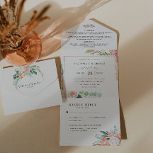 Verano sonrojado | Invitación de boda floral acuar