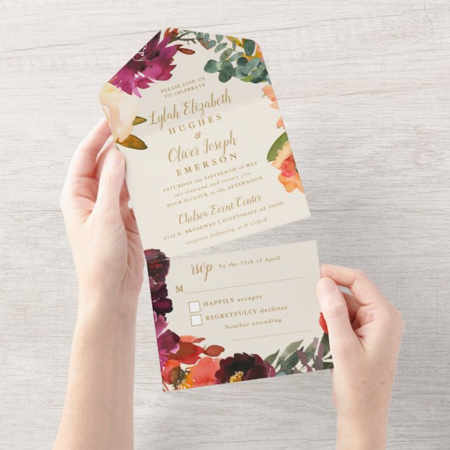 Todo En Uno Wild Autumn Bouquet | Invitación a una boda (desgarro)