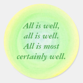 Todo está bien, pegatinas de afirmación verde amar