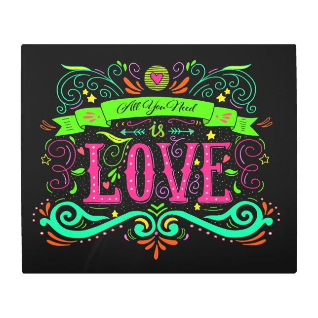 Todo lo que necesitas es amor arte mural Metalizad (Anverso)