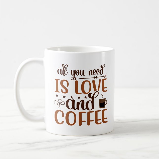 Todo lo que necesitas es amor y café arte taza (Izquierda)