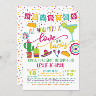Todo lo que necesitas es amor y tacos invitación -