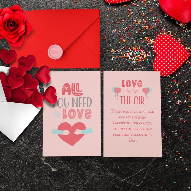 Todo lo que necesitas es la tarjeta rosa del El dí (All you need is Love Valentine's Day pink card)