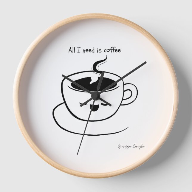 Todo lo que necesito es café - reloj de pared (Anverso)