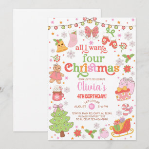 Todo lo que quiero CUATRO Navidad niña invitación