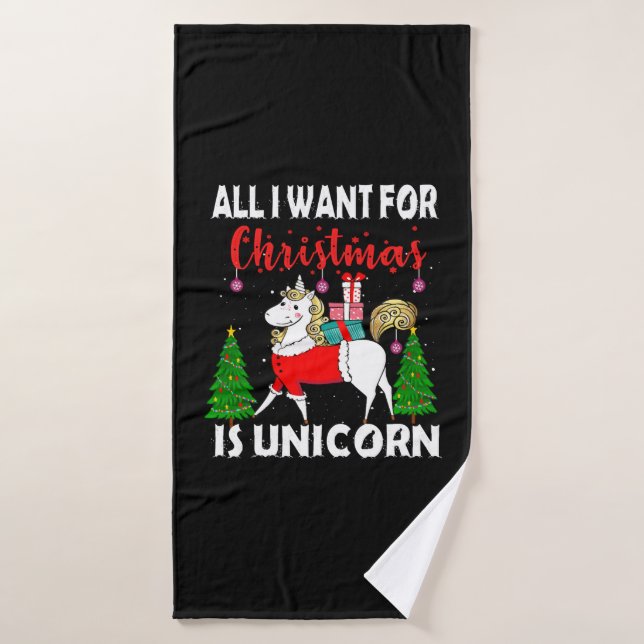 Todo Lo Que Quiero Para Los Navidades Es Unicornio (Toalla de baño)
