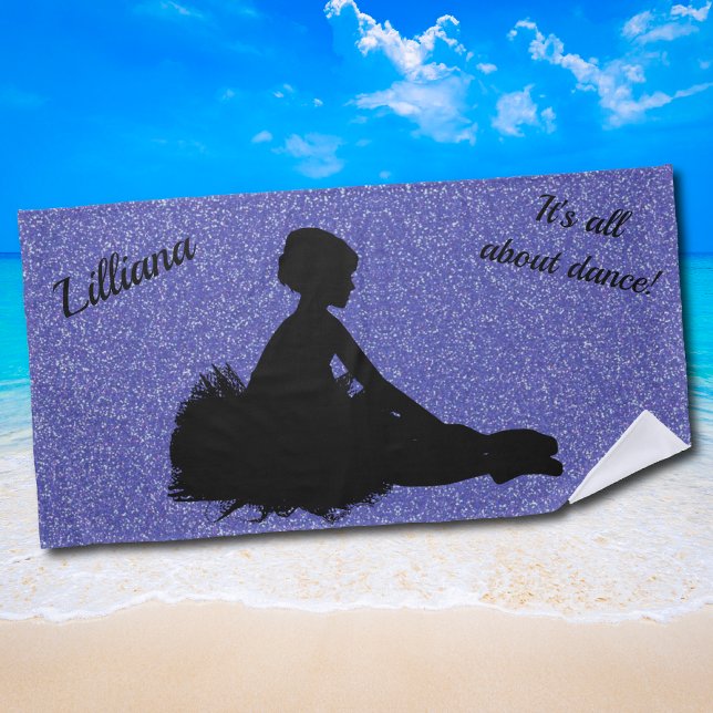 ¡Todo se trata de baile! Toalla de playa purpurina (It's All About Dance! Glitter Ballerina Beach Towel)