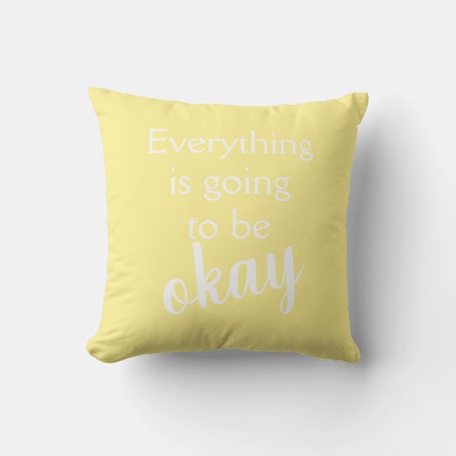 Todo va a estar bien almohada amarillo claro (Anverso)