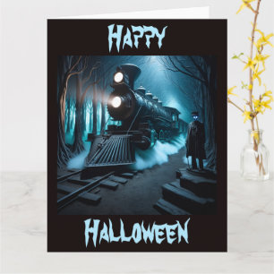 Todos a bordo de la tarjeta de Halloween del tren 