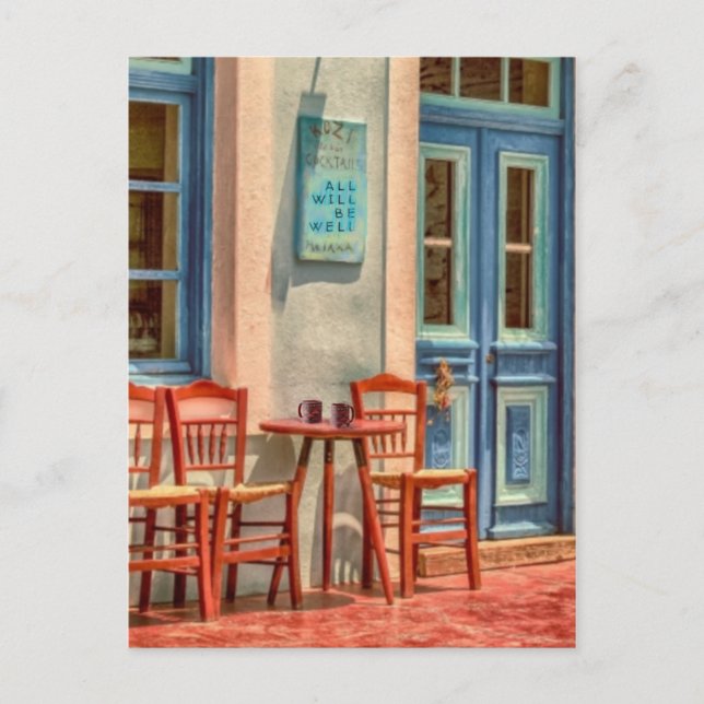 Todos estarán bien, la postal griega del menú del (Anverso)