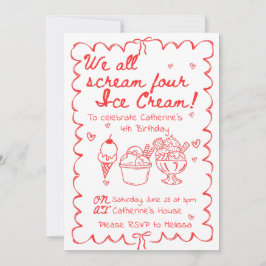 Todos Gritamos Cuatro Invitaciones de Cumpleaños d