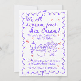 Todos Gritamos Cuatro Invitaciones de Cumpleaños d