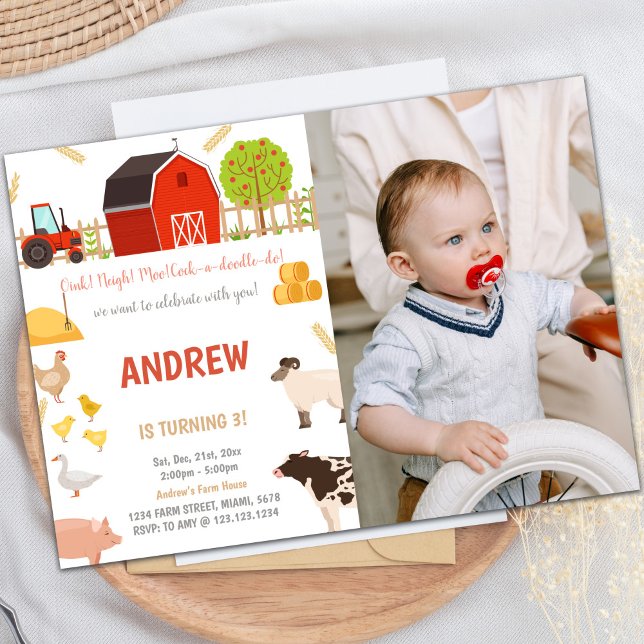 Todos los animales de granja Animales Invitaciones (All Animals Farm Animals Birthday Invitations Phot)