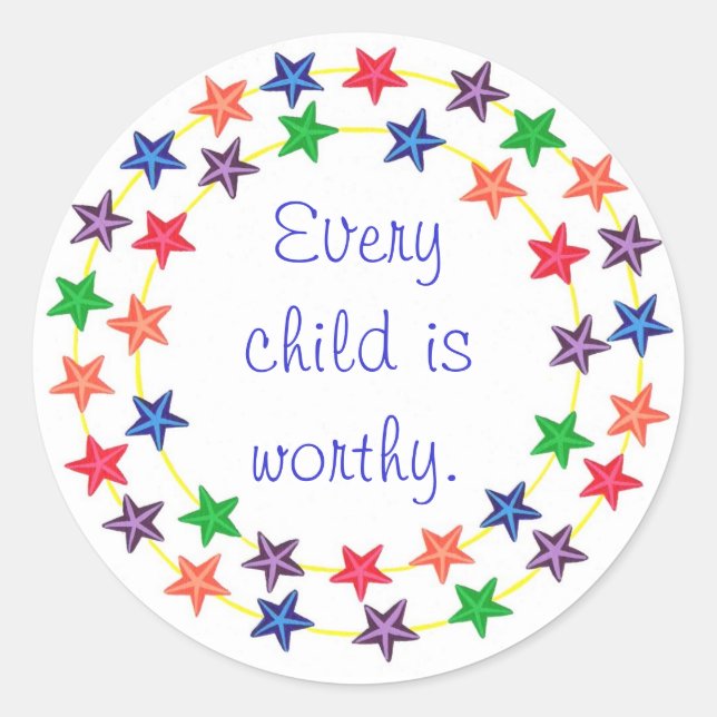 Todos los niños son pegatinas dignos con estrellas (Anverso)