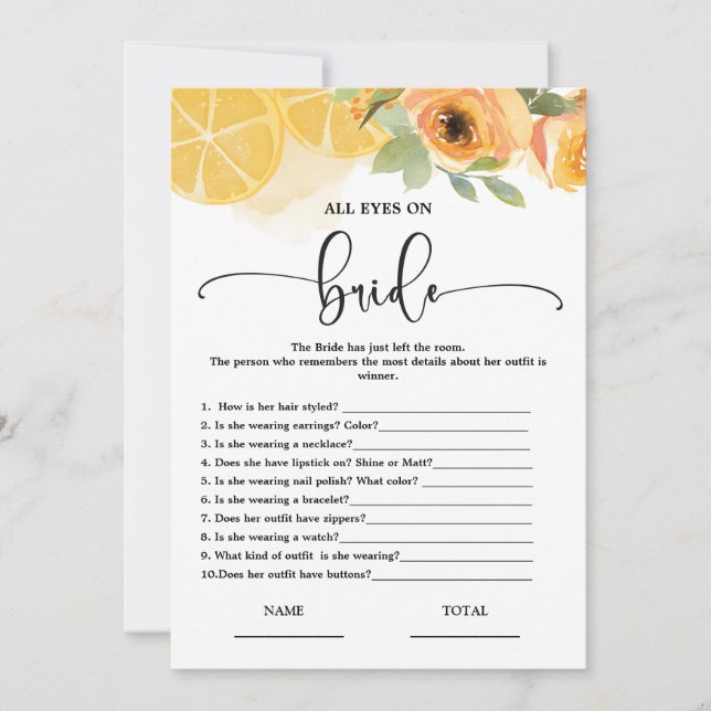 Todos los ojos en la tarjeta de juego Bride Bride  (Anverso)