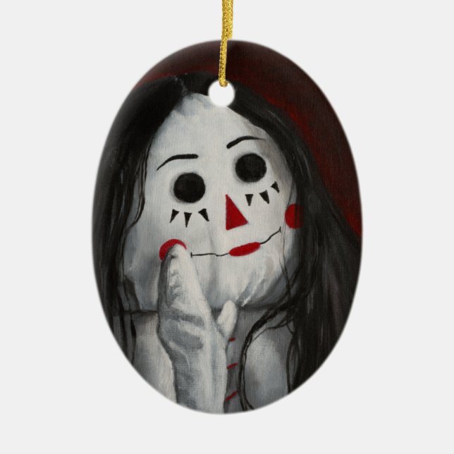 Todos somos muñecas aquí II Ornamento cerámico (Frente)