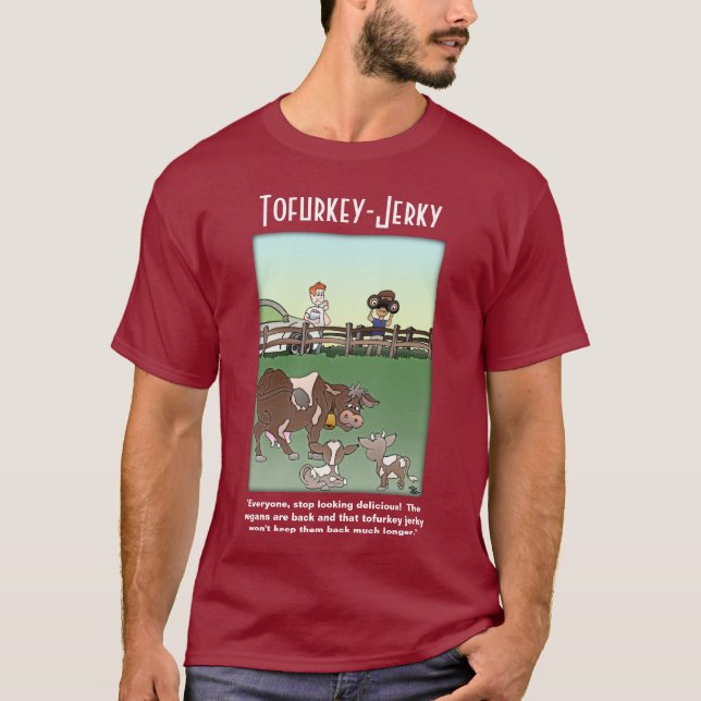 Tofurkey Jerky Maroon camiseta masculina (Anverso)