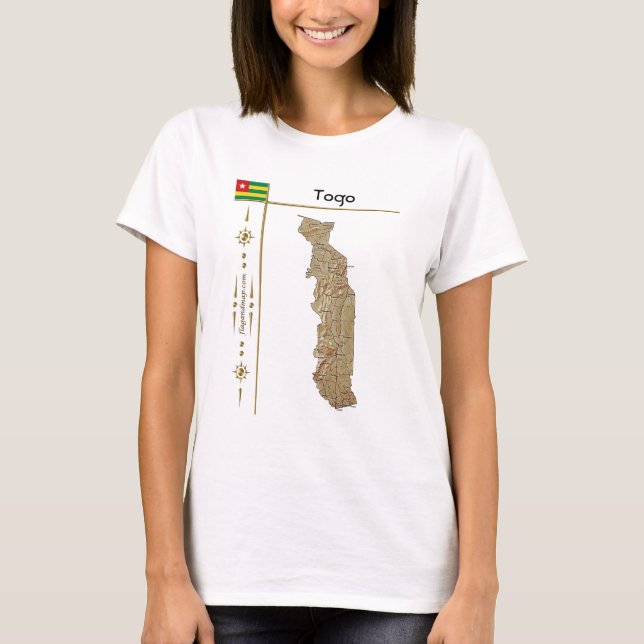 Togo Mapa + Bandera + Título Camiseta (Anverso)