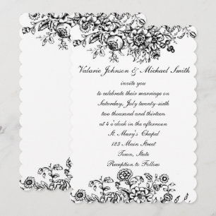 Toile blanco y negro, invitación a la boda persona