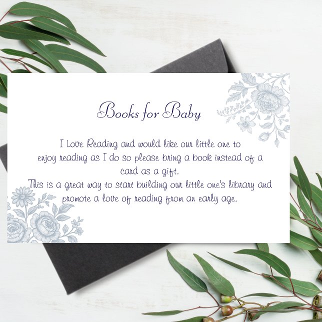 Toile Blue Floral Books para la tarjeta Baby Showe (Subido por el creador)