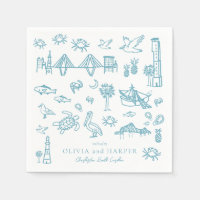 Toile Charleston en la servilleta azul