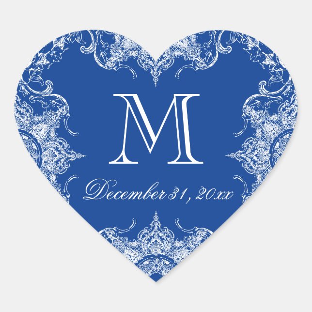 Toile Damask Swirl Mateo Pegatina Royal Blue (Anverso)