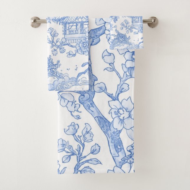 Toile de Chinoiserie Azul Dragón Flor de Cerezo (In situ)