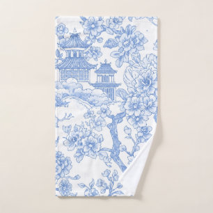 Toile de Chinoiserie Azul Dragón Flor de Cerezo