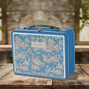 Toile De Jouy Azul Turquesa Vintage Francesa