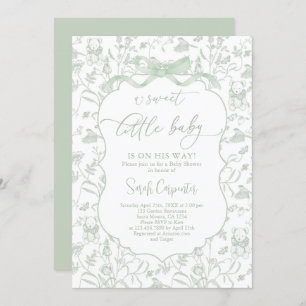 Toile De Jouy Baby Shower con invitación a Bow