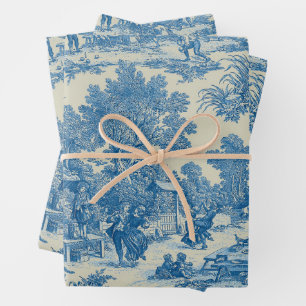 Toile de Jouy Fabric Hojas de Papel Envolvente