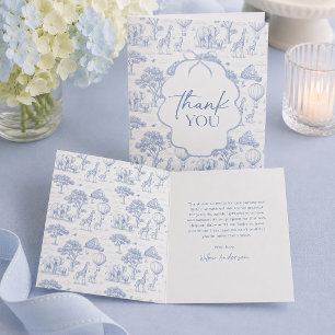 Toile De Jouy Safari Azul Tarjeta de Agradecimient