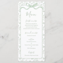 Toile de jouy Sage Green Menu Card