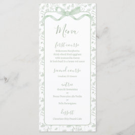 Toile de jouy Sage Green Menu Card