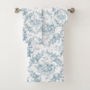 Toile floral azul y blanco grabado elegante