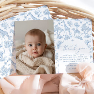 Toile Safari Boy Baptism Gracias tarjeta