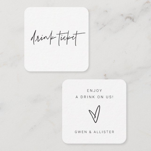 Token de tarjeta de Boda de boleto de bebida gratu (Anverso / Reverso)