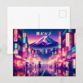 Tokio con luces de neón y postales del Monte Fuji.