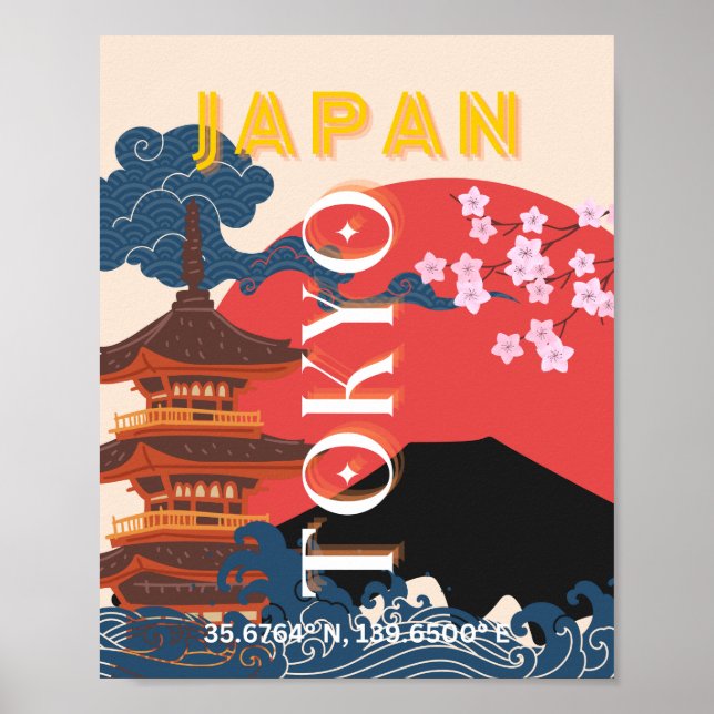 Tokio Japón: Arte de viajes, arte de viajes retro (Frente)