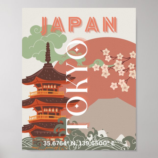 Tokio Japón: Arte de viajes, arte de viajes retro (Frente)