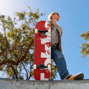 Tokio - Japón, Skateboard De Color Rojo Y Texto Bl