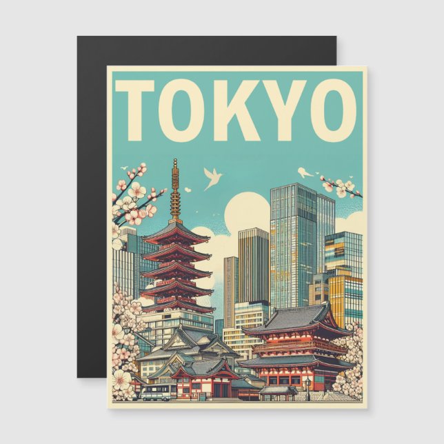Tokio Japón viajes vintage regalos mágicos de tarj (Anverso/Reverso)