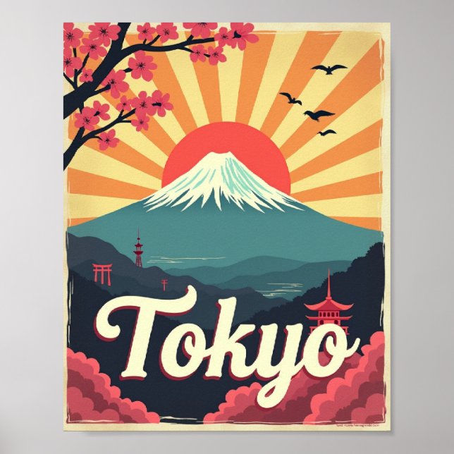 Tokyo en Flor – Póster de Viaje Retro (Frente)
