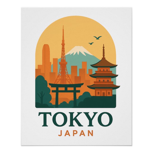 Tokyo Japan Minimalist Travel Poster – Glossy  (Anverso)
