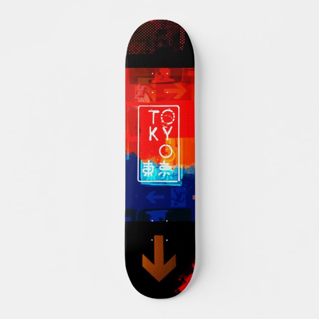 Tokyo Neon Red/Black Skateboard (Anverso )